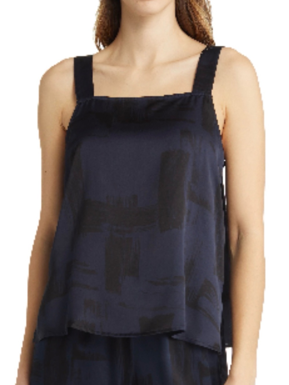 Eileen Fisher Wide-Strap Square-Neck Ink Colored Camisole (XL)